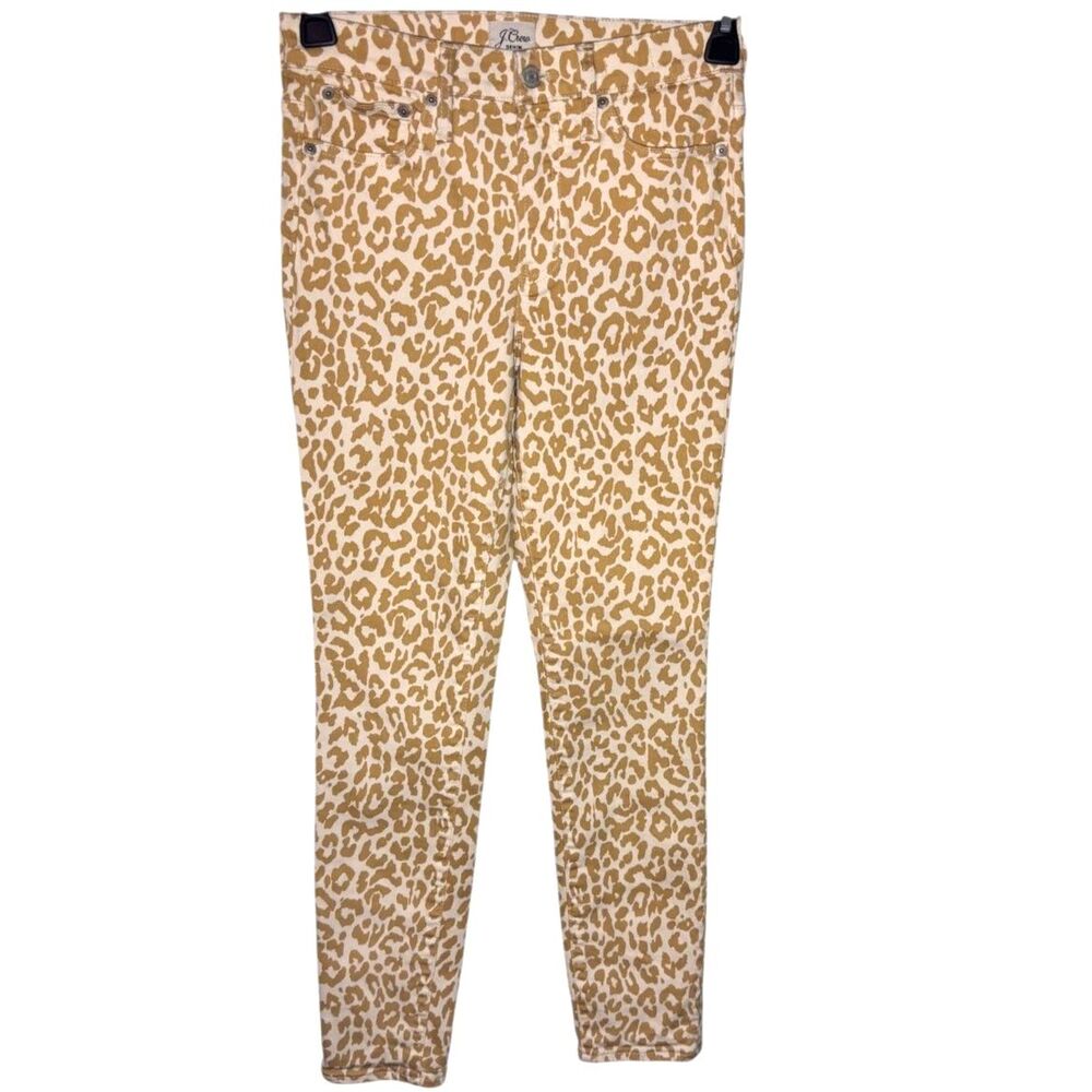 J.Crew Leopard Print Skinny Jeans Size 26 Tan Animal Print Mid Rise Stretch
